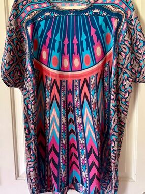 Tolani Silk Geometric Print Tunic Dress